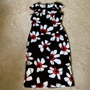 Red and white floral dress